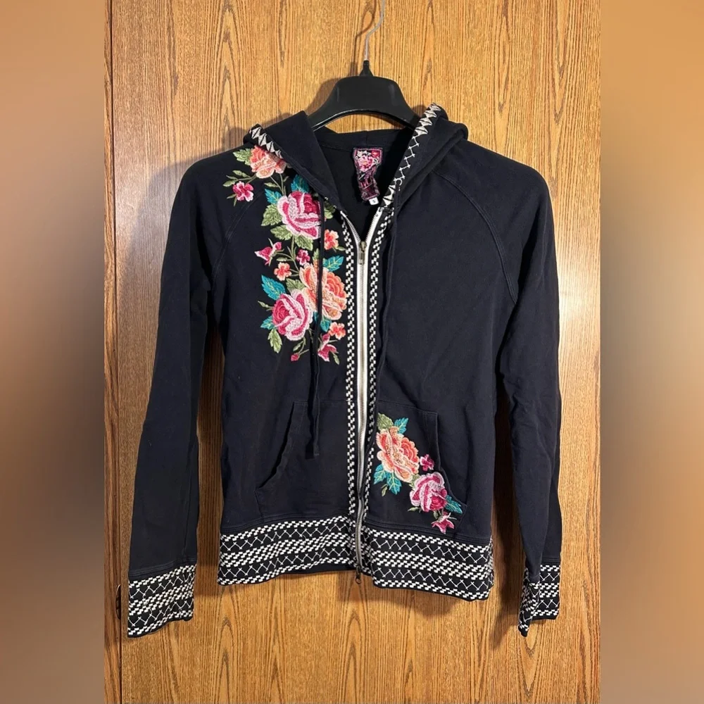 Johnny Was Dorana Embroidered Full Zip Floral Hoodie - Picture 2 of 6